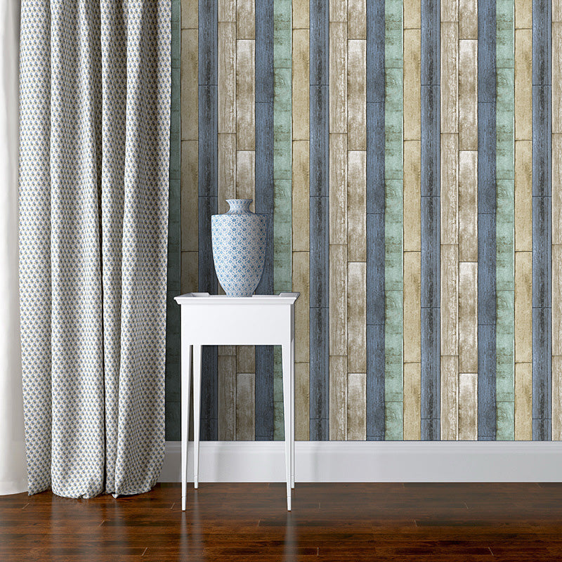 Rouleau de papier peint résistant à l'humidité, décoration murale effet bois de couleur naturelle, non collé pour la maison