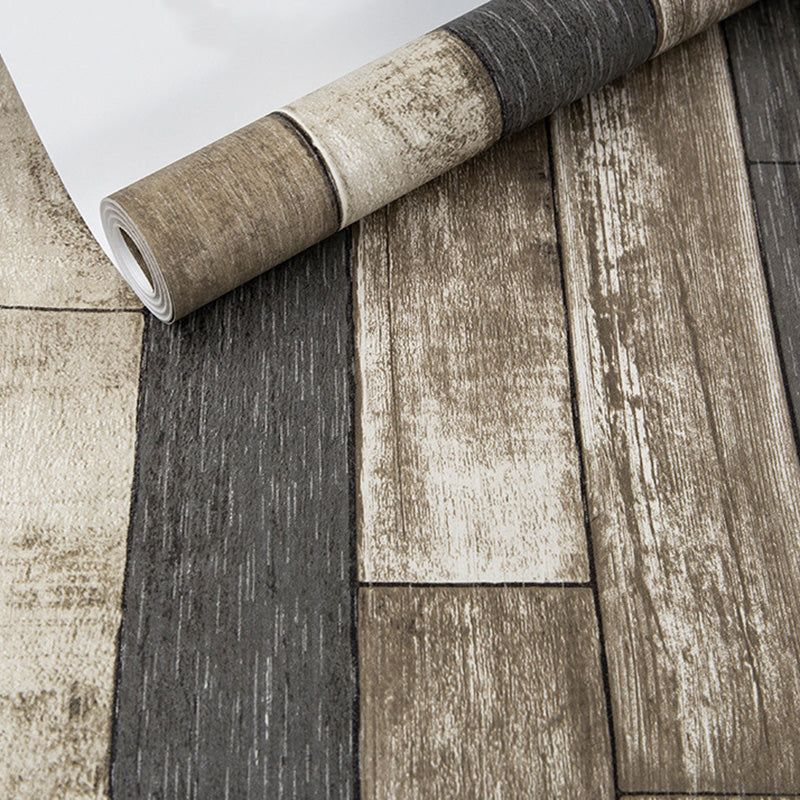 Rouleau de papier peint résistant à l'humidité, décoration murale effet bois de couleur naturelle, non collé pour la maison