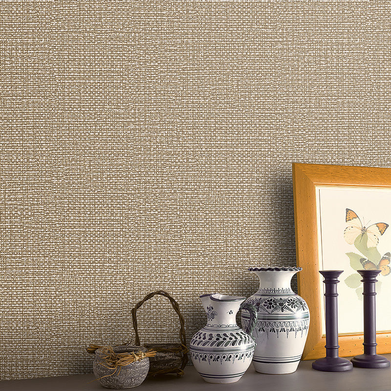 Water-Resistant Linen Surface Wallpaper Roll Non-Woven Fabric Simple Wall Decor for Bedroom