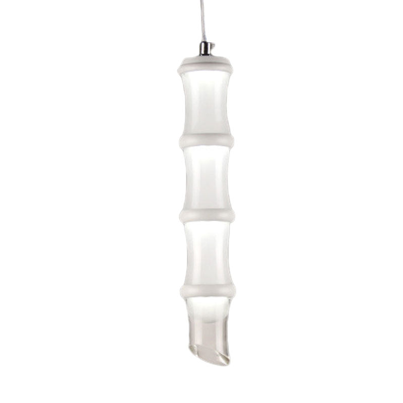 Pendulum a pendolo a palo di bambù acrilico moderno a soffitto a LED bianco in luce calda/bianca