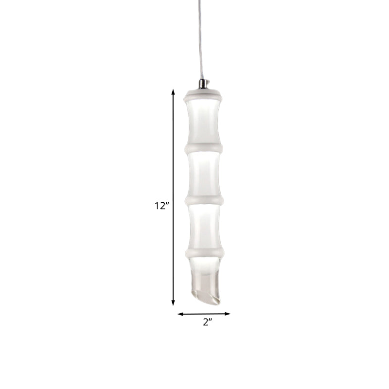 Pendulum a pendolo a palo di bambù acrilico moderno a soffitto a LED bianco in luce calda/bianca