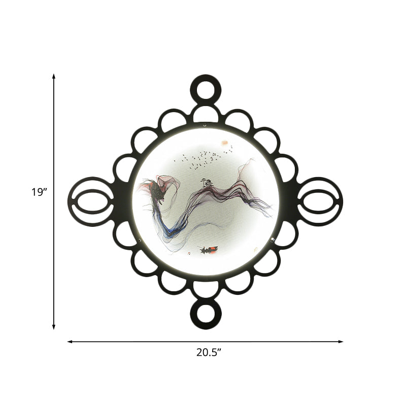 Peinture de montagne Metal Mural Lampe chinois LED BLACK LED MONT ÉCLAIR