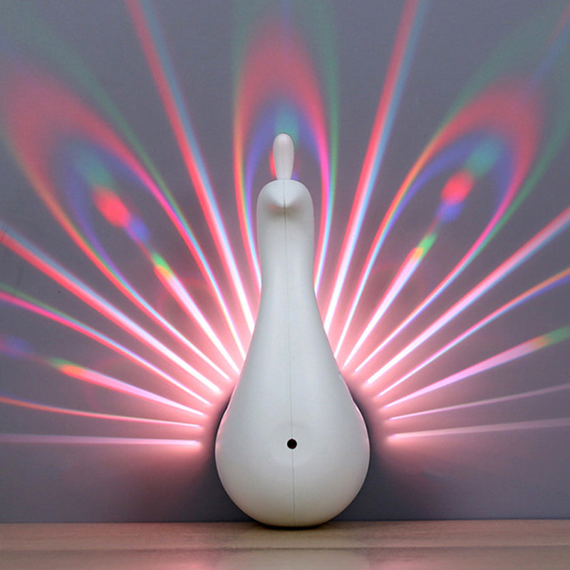 Pink/Green/White Peacock Wall Lighting Modern Stylish Plastic LED Sconce in Multi-Colored Light