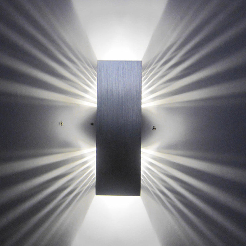 Lámpara de aluminio de aluminio ranurado accesorio de iluminación de pared LED plateada cepillada moderna con luz multicolor