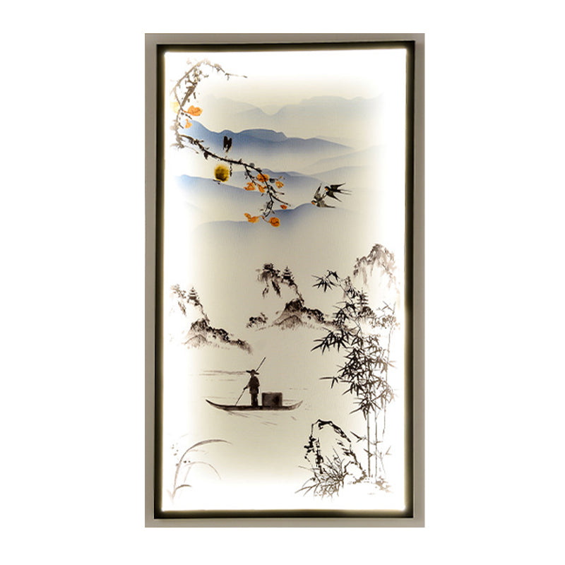 Tissu en bateau balade murale éclairage mural à LED noir asiatique lampe montée pour le salon