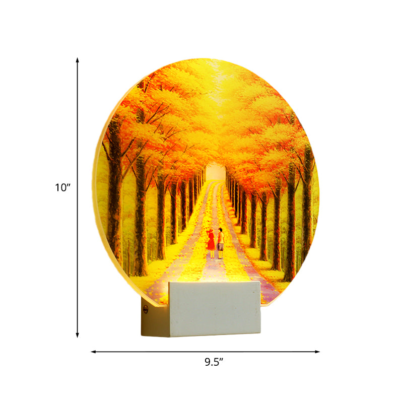 Mernom Automne Avenue acrylique Mural Light LED Mur Murd Murd en jaune avec bras blanc