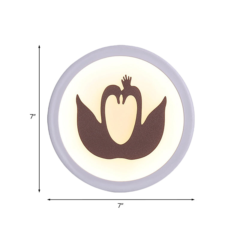 Swan silhouette mur mural lampe minimaliste de fer blanc de fer blanc à lad la lumière de la lumière pour chambre à coucher