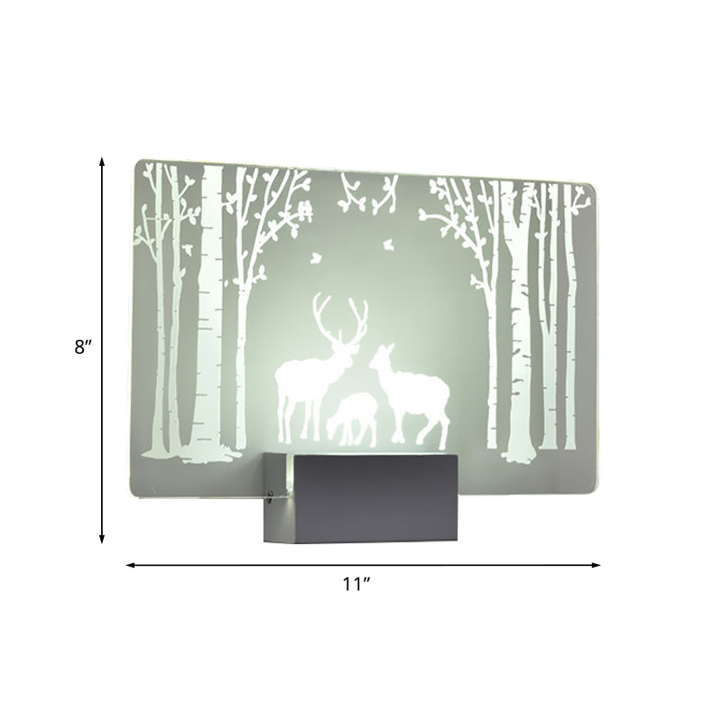 Artistry Led Wall Lighting Clear Coconut Tree/Elk Wall Mount Mural Lámpara con sombra de aluminio para dormitorio