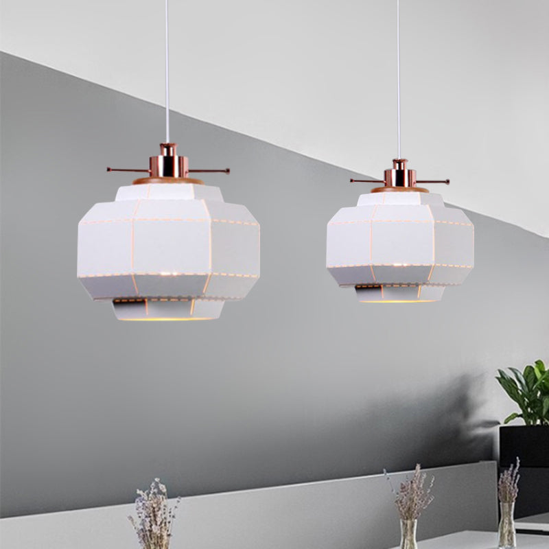 Cylinder/Diamond Shade Indoor Pendant Lighting Modern Style Metal and Wood 1 Light Black/White Ceiling Fixture