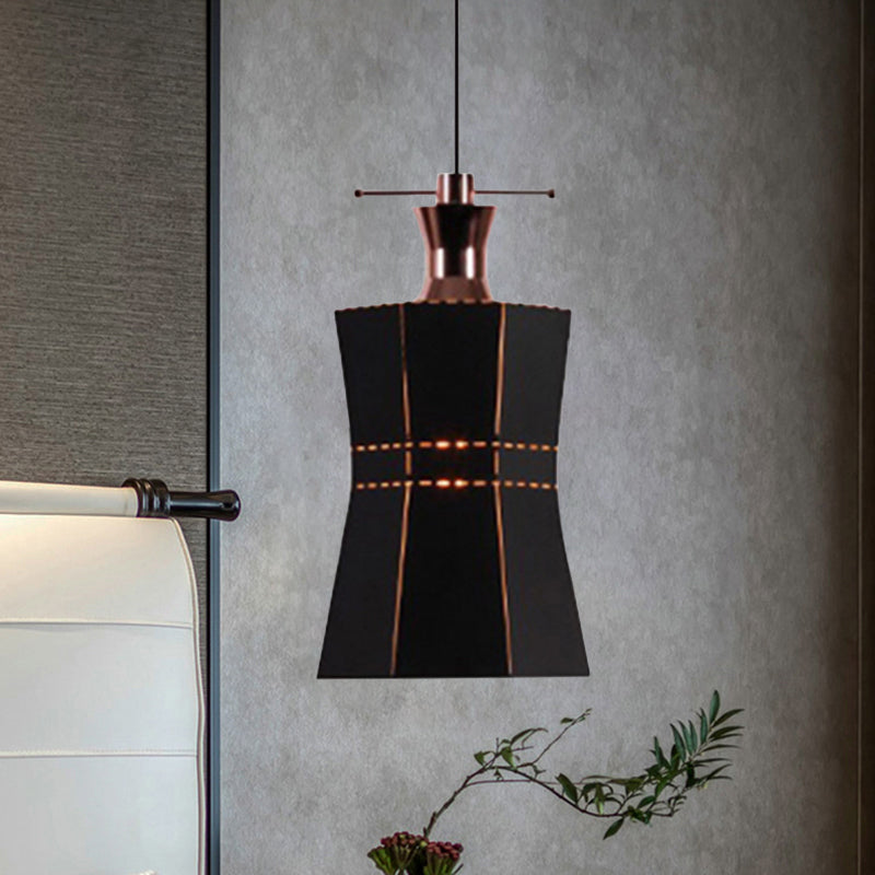 Cylinder/Diamond Shade Indoor Pendant Lighting Modern Style Metal and Wood 1 Light Black/White Ceiling Fixture