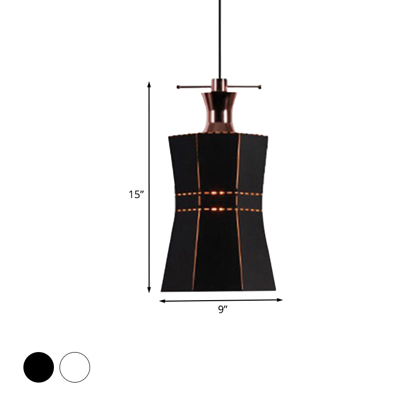 Cylinder/Diamond Shade Indoor Pendant Lighting Modern Style Metal and Wood 1 Light Black/White Ceiling Fixture