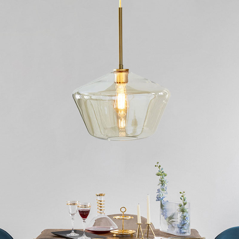 4.5"/9"/12" Wide Glass Shade Hanging Light with Brass Lamp Socket One Light Modern Pendant Light for Office