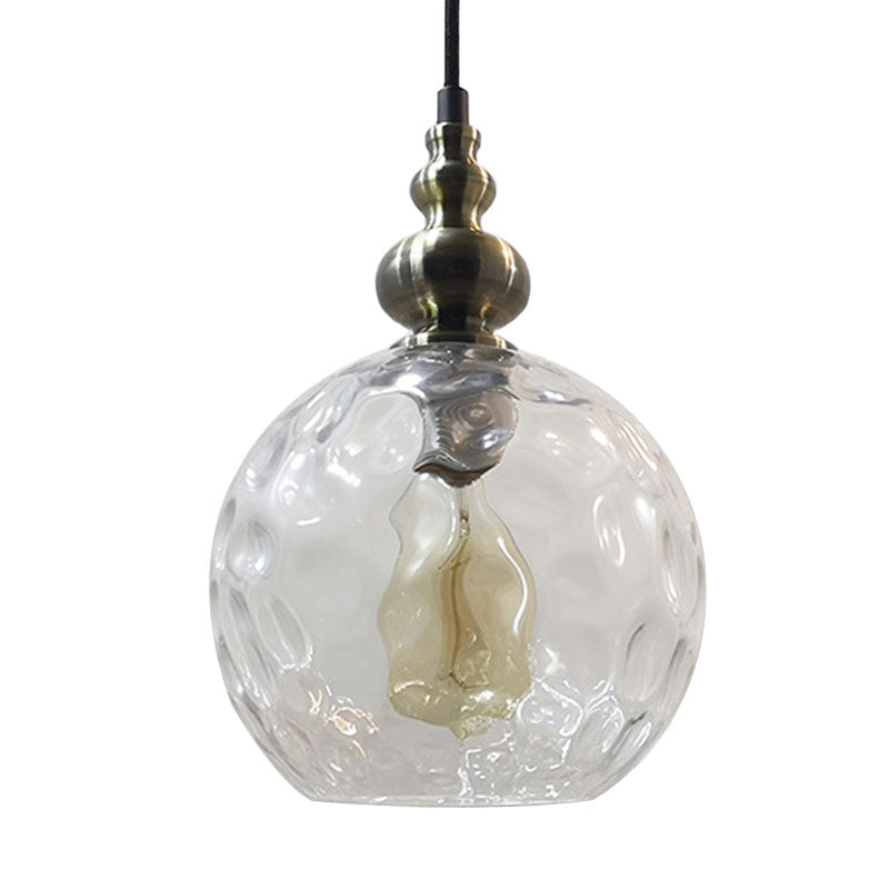 1 Bulb Globe Pendant Light Contemporary Hammered Glass Suspension Light for Boutique Kitchen
