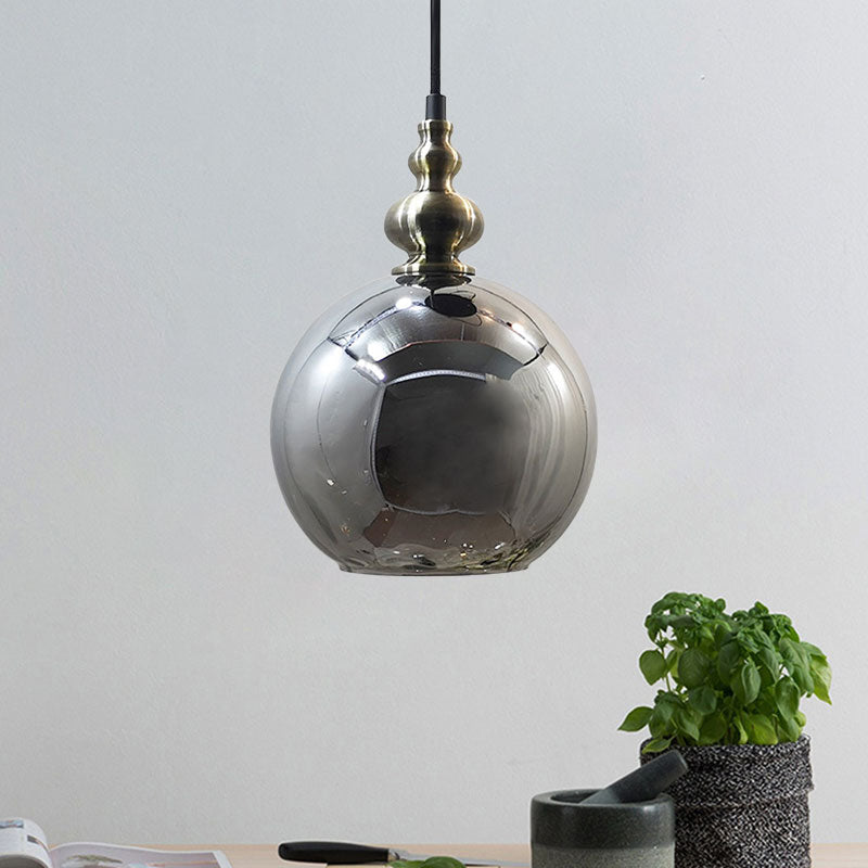 1 Bulb Globe Pendant Light Contemporary Hammered Glass Suspension Light for Boutique Kitchen
