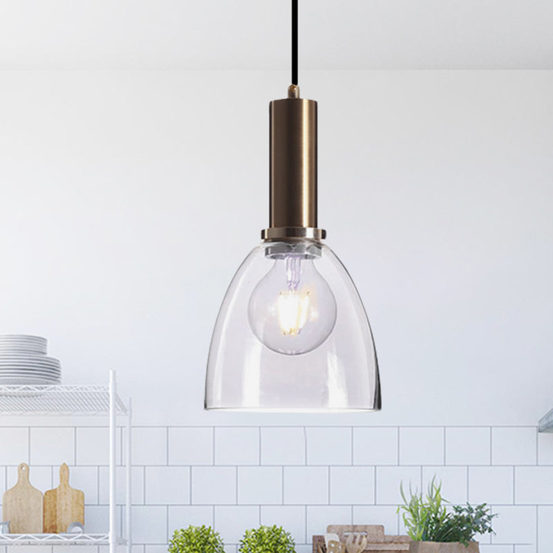 Sombra curva sala de estar iluminación colgante de vaso limpio/estilo simple de estilo colgante con enchufe de lámpara de latón