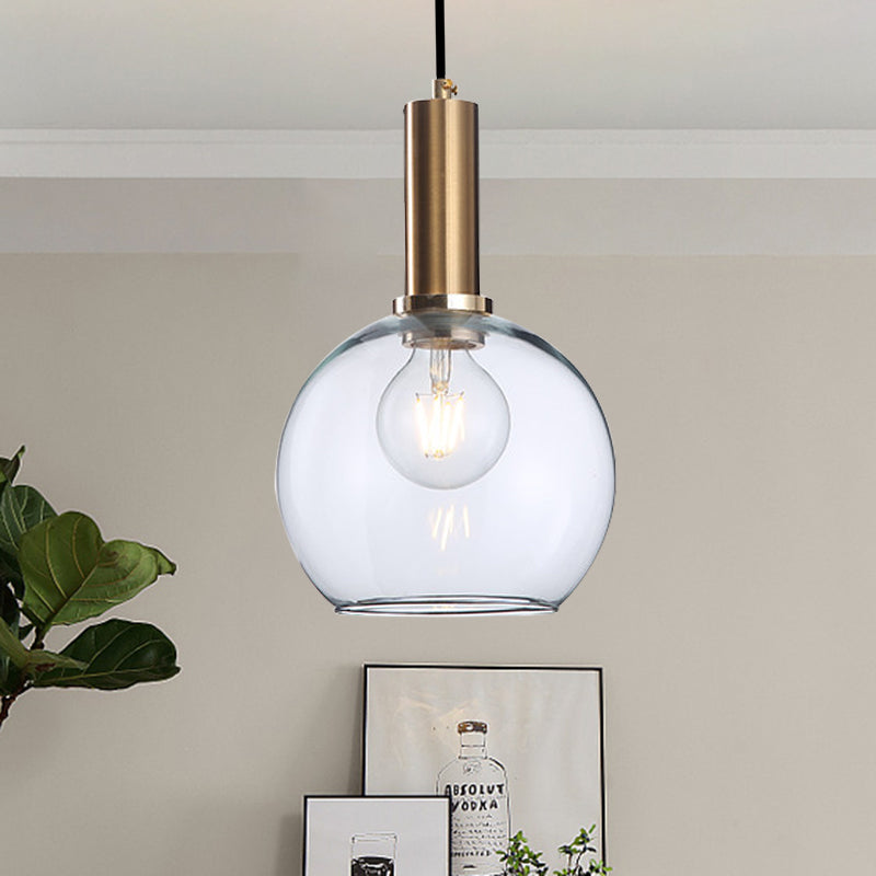 Sombra curva sala de estar iluminación colgante de vaso limpio/estilo simple de estilo colgante con enchufe de lámpara de latón