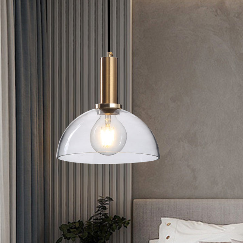 Sombra curva sala de estar iluminación colgante de vaso limpio/estilo simple de estilo colgante con enchufe de lámpara de latón