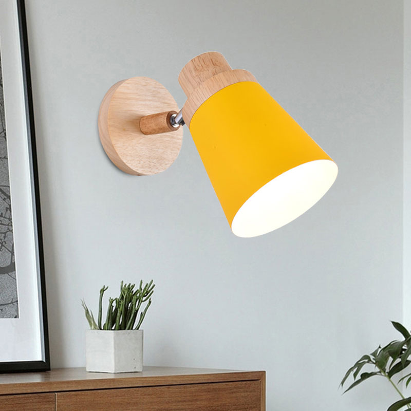 Coolie Shade Baby Room Wall Light Rotatable Metal One Bulb Nordic Style Wall Lamp