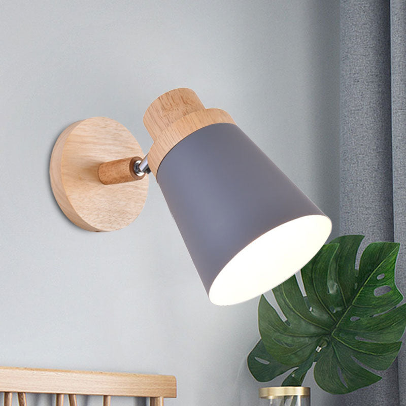 Coolie Shade Baby Room Wall Light Rotatable Metal One Bulb Nordic Style Wall Lamp