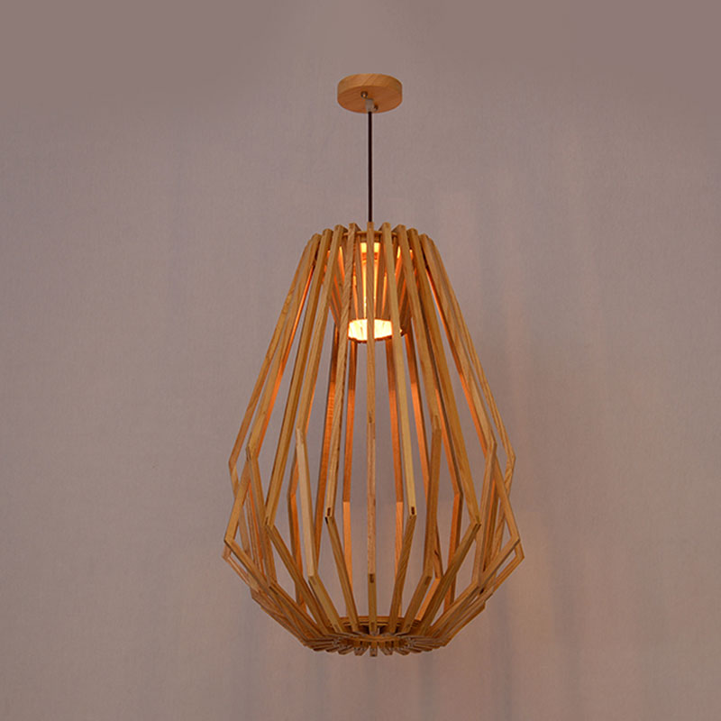 Esszimmer Diamond Cafe Anhänger Leicht Holz 1 Kopf Asiatischer Stil Beige Suspension Licht