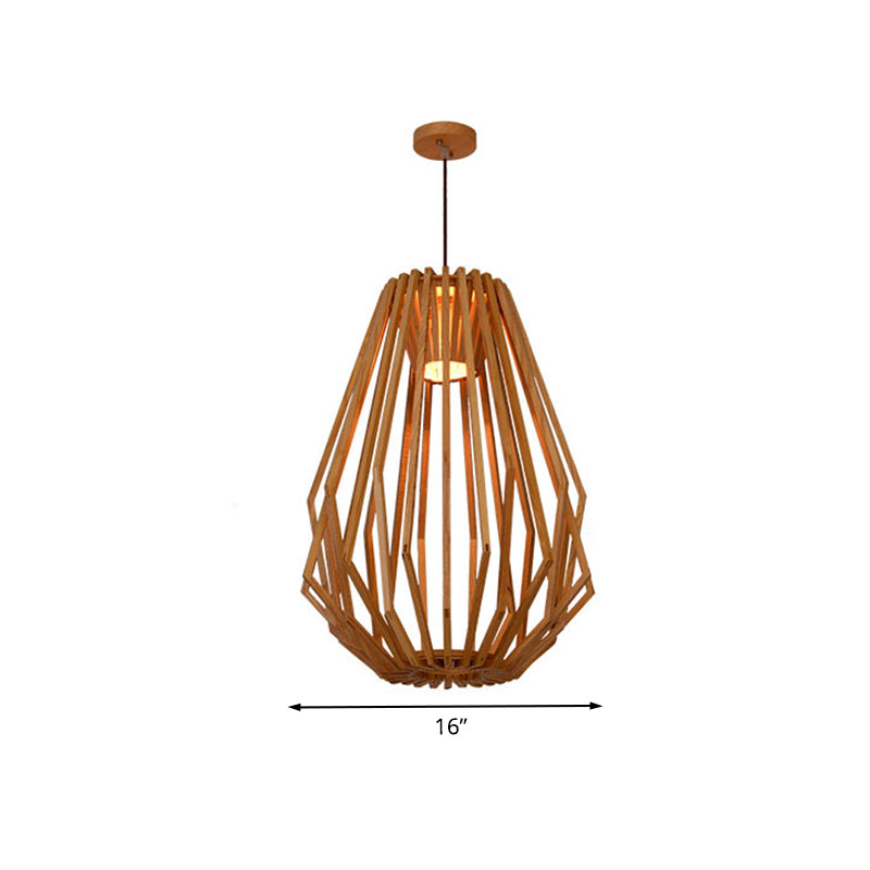 Esszimmer Diamond Cafe Anhänger Leicht Holz 1 Kopf Asiatischer Stil Beige Suspension Licht