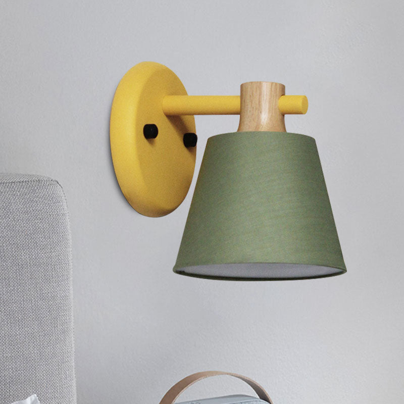 Nordic Stylish Bucket Wall Lamp Rotatable 1 Light Fabric Wall Lighting for Child Bedroom Stair