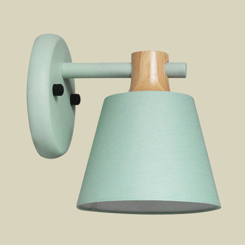 Nordic Stylish Bucket Wall Lamp Rotatable 1 Light Fabric Wall Lighting for Child Bedroom Stair