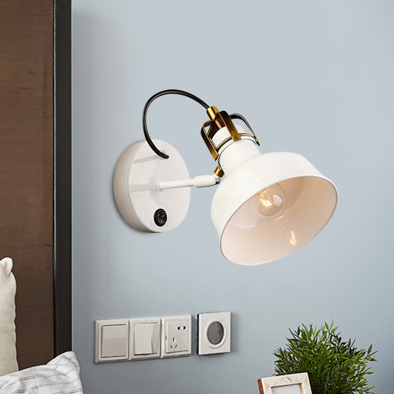 1 Light Small Barn Wall Light Contemporary Stylish Metal Sconce Light in White for Cottage Foyer