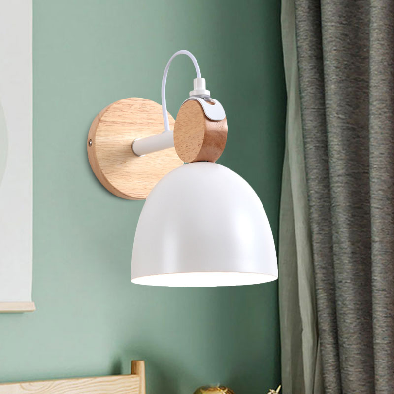 Angle Adjustable Dome Bedroom Wall Lighting Domed Shade One Light Nordic Wall Lamp