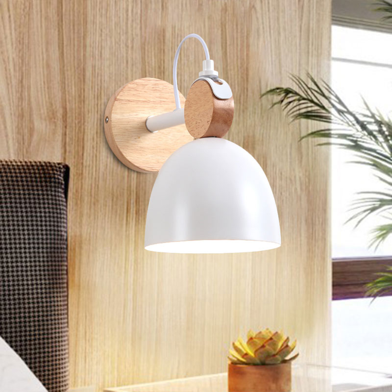 Angle Adjustable Dome Bedroom Wall Lighting Domed Shade One Light Nordic Wall Lamp
