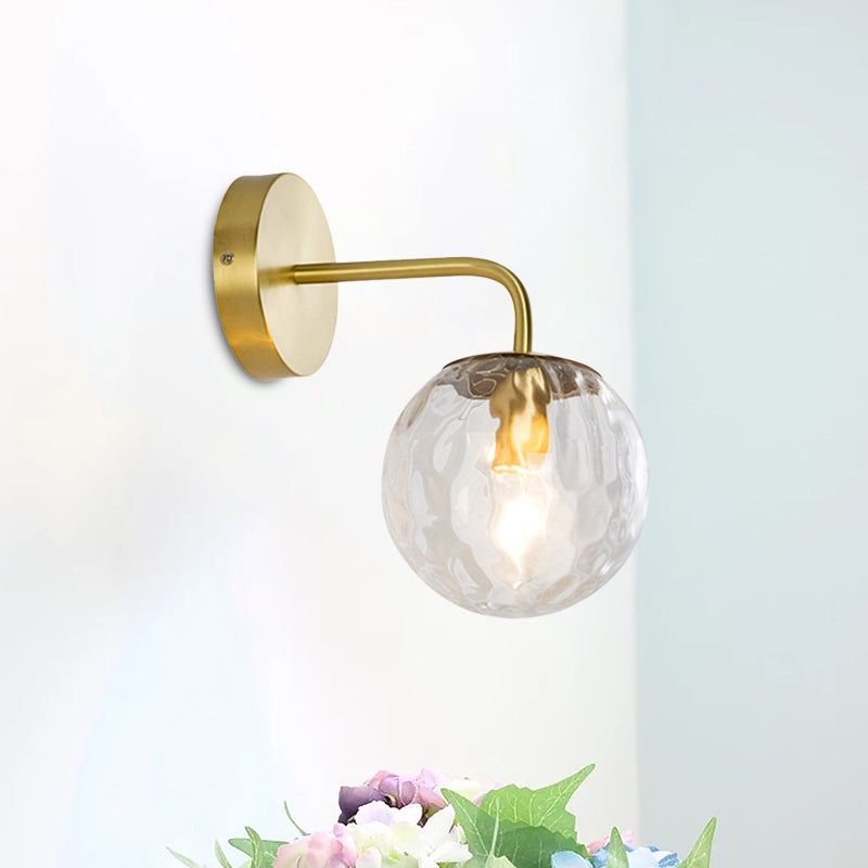 Woonkamer kaarsland sconce met bol schaduw gehamerd glas 1 licht moderne gouden wandlamp
