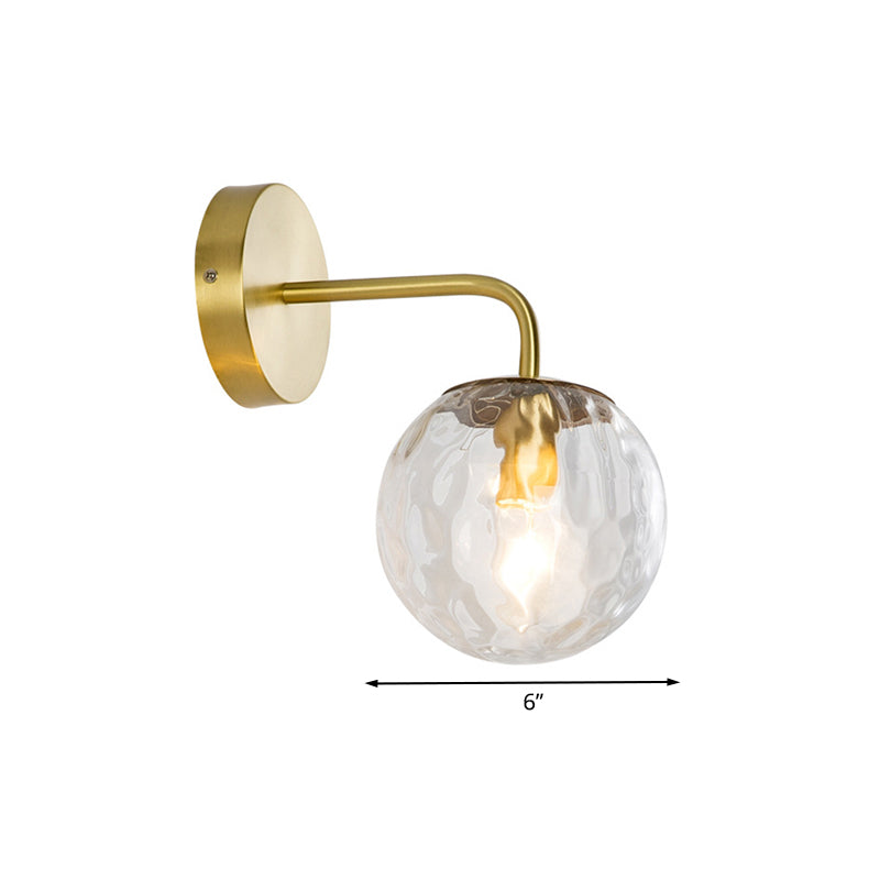 Woonkamer kaarsland sconce met bol schaduw gehamerd glas 1 licht moderne gouden wandlamp