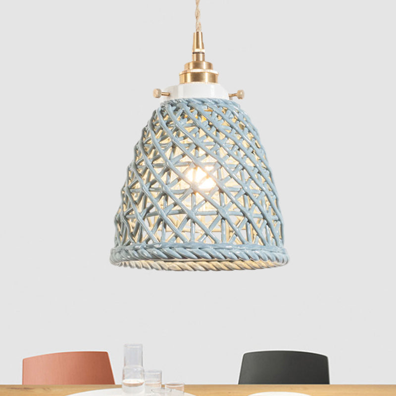 Contemporary Ceiling Pendant Light Dome Basket One Bulb Ceramics Hanging Light for Gallery
