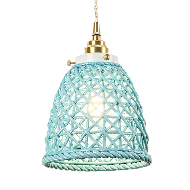 Contemporary Ceiling Pendant Light Dome Basket One Bulb Ceramics Hanging Light for Gallery