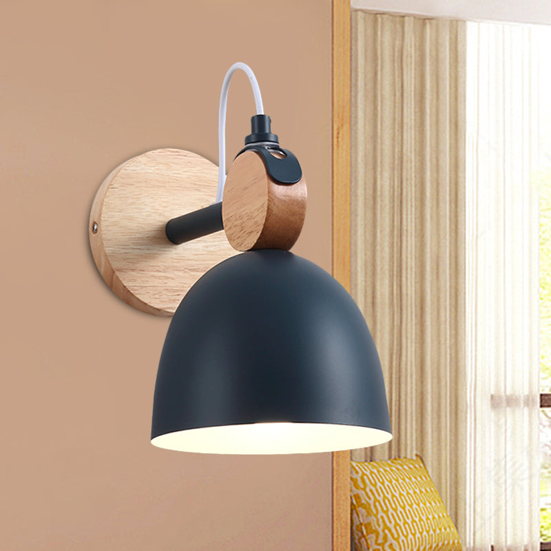 Metal Bowl Shade Sconce Lamp Kid Bedroom Shop 1 Head Macaron Style Wall Light