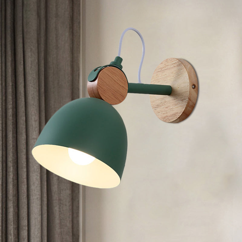 Metal Bowl Shade Sconce Lamp Kid Bedroom Shop 1 Head Macaron Style Wall Light