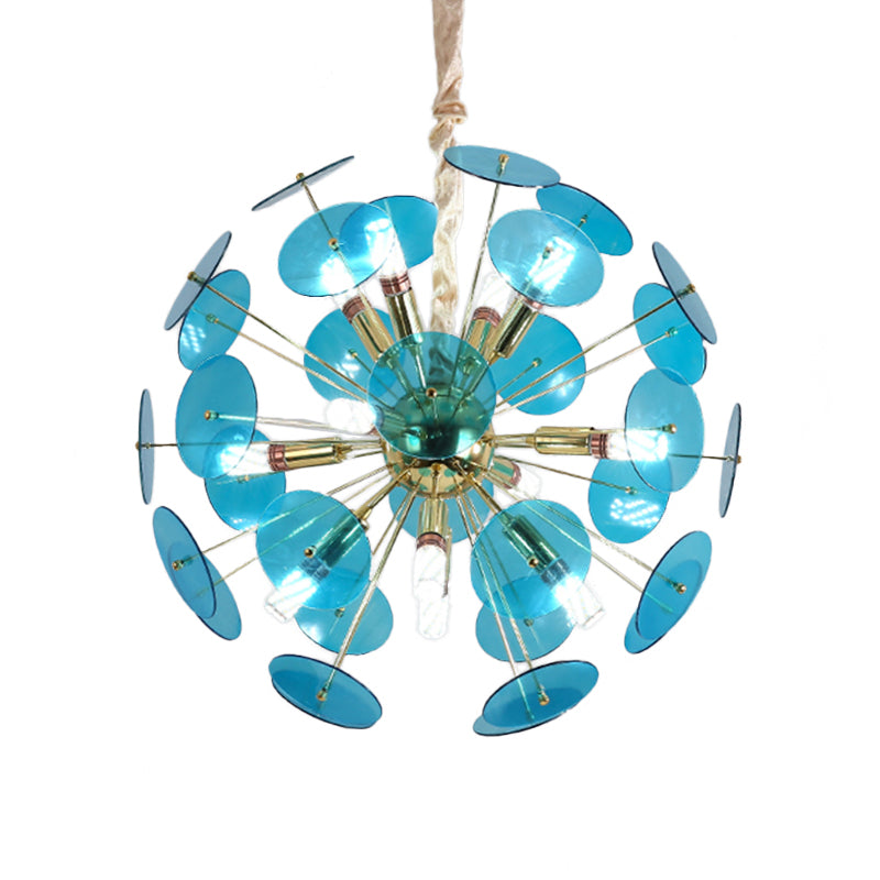 Globe Pendant Chandelier Nordic Metal LED Grey/White/Sky Blue Hanging Pendant Lamp with Adjustable Cord