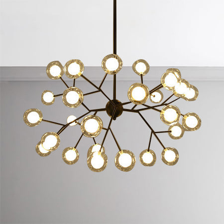 Branching Chandelier Light with Clear Glass Ball Shade Modern Style 9/27 Bulbs Black/White Ceiling Light Fixture