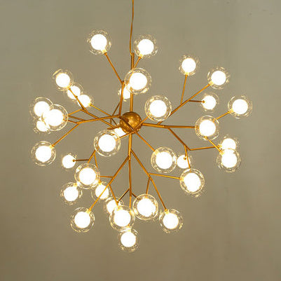 Branching Chandelier Light with Clear Glass Ball Shade Modern Style 9/27 Bulbs Black/White Ceiling Light Fixture