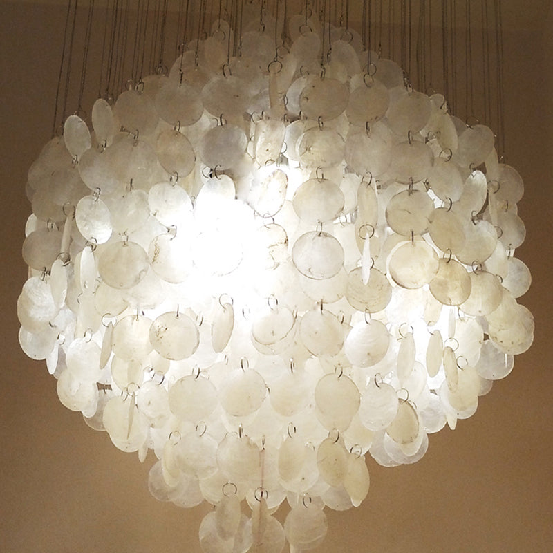 Lampada del lampadario a vento a pendente guscio nordico 19,5 "/23,5" dia 4 luci luci a sospensione del soffitto bianco