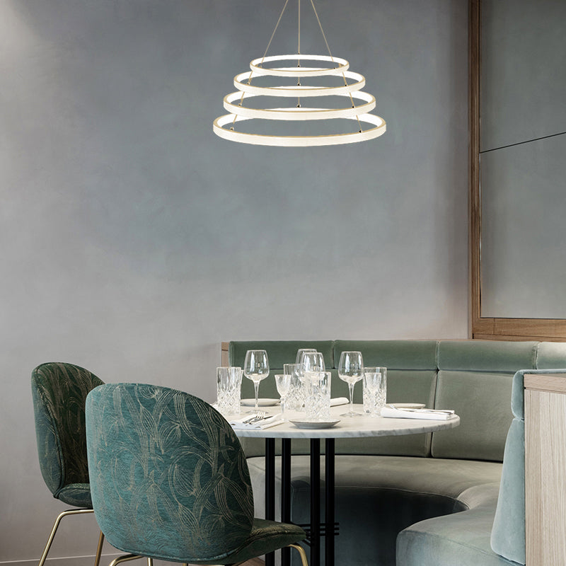 Ring kroonluchter hanger Moderne acryl -LED 3/4/5 lichten zwart/wit/bruin plafond opgehangen armatuur in warm/wit/natuurlijk licht