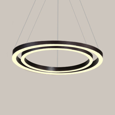 Brown Hoop Chandelier Contemporary 1/2/3-Ring Acrylic LED Ceiling Light Fixture in Warm/White Light
