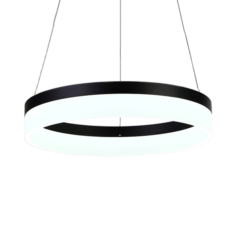 Round Chandelier Pendant Modern Acrylic LED 1/2/3-Light Black/White/Gold Ceiling Light Fixture in Warm/White Light
