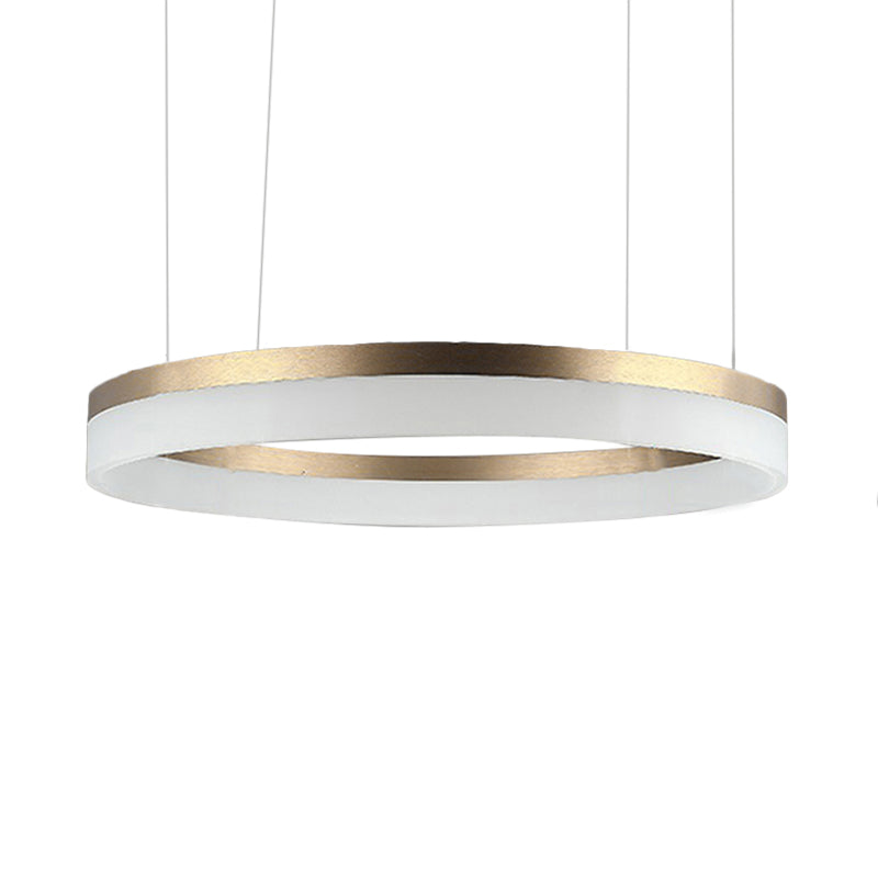 Round Chandelier Pendant Modern Acrylic LED 1/2/3-Light Black/White/Gold Ceiling Light Fixture in Warm/White Light