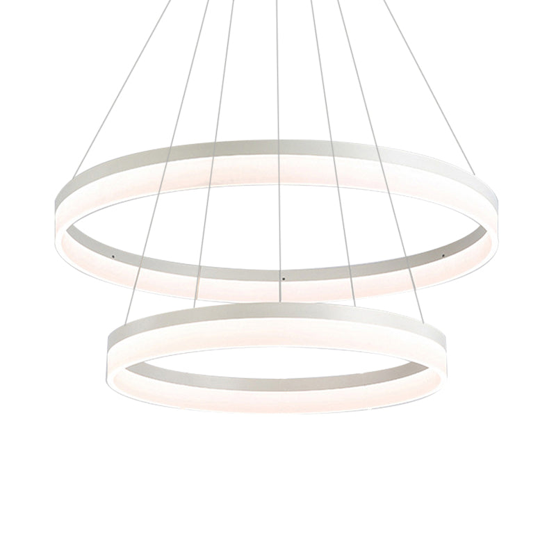 Round Chandelier Pendant Modern Acrylic LED 1/2/3-Light Black/White/Gold Ceiling Light Fixture in Warm/White Light