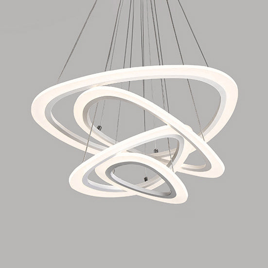 Funzione illuminazione del lampadario a triangolo acrilico LED moderno 1/2/3 afilico a soffitto in luce calda/bianca