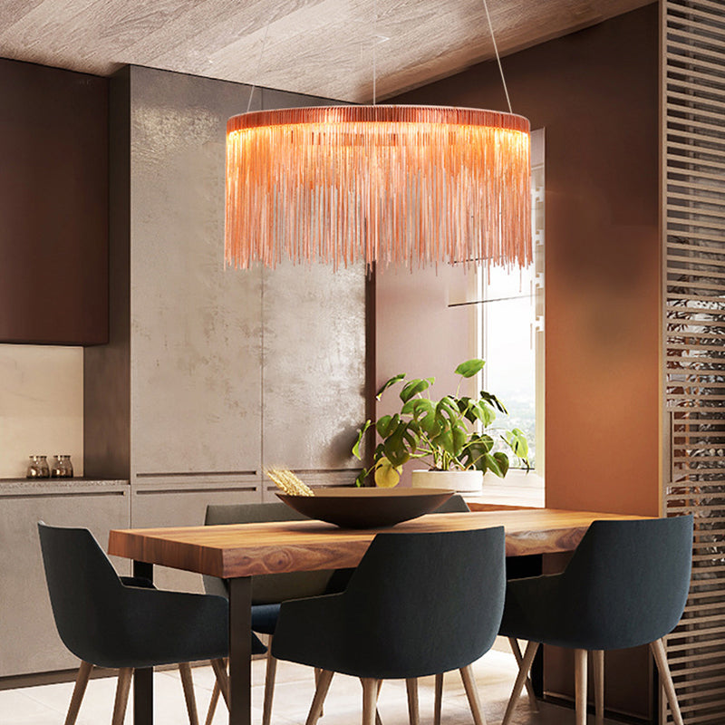 Lampada a soffitto a più livelli con metallo contemporaneo di nappa 1/2/3 teste lampadario in oro rosa per soggiorno
