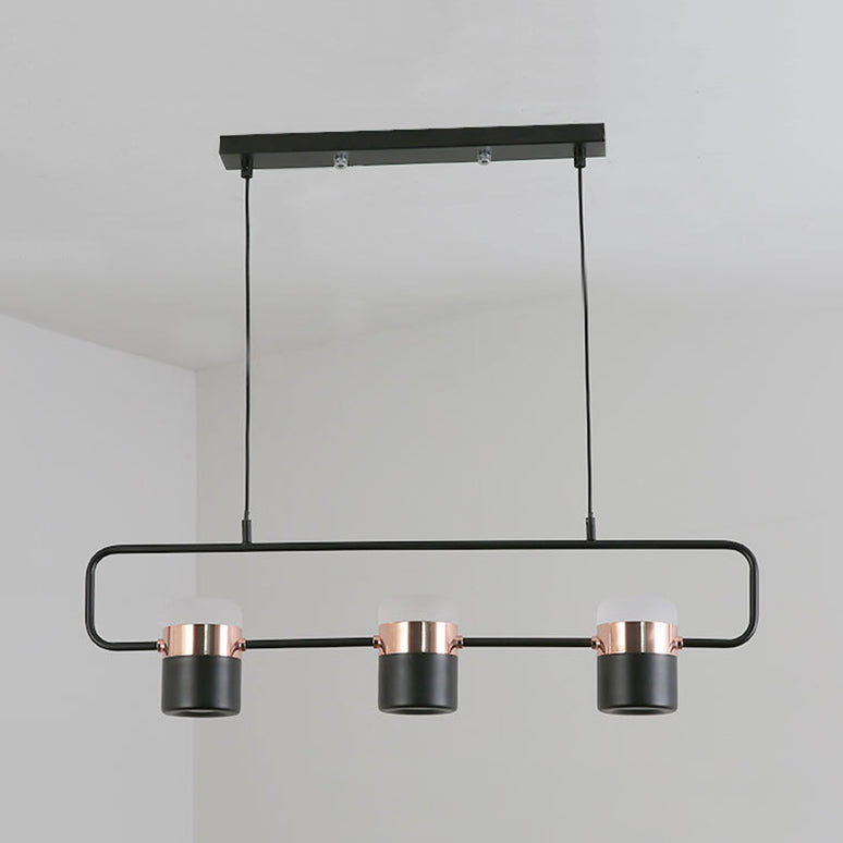 Black/White Linear Island Pendant Lighting with Cylinder Shade Modern 3/5 Lights Metal Hanging Light in Warm/White Light
