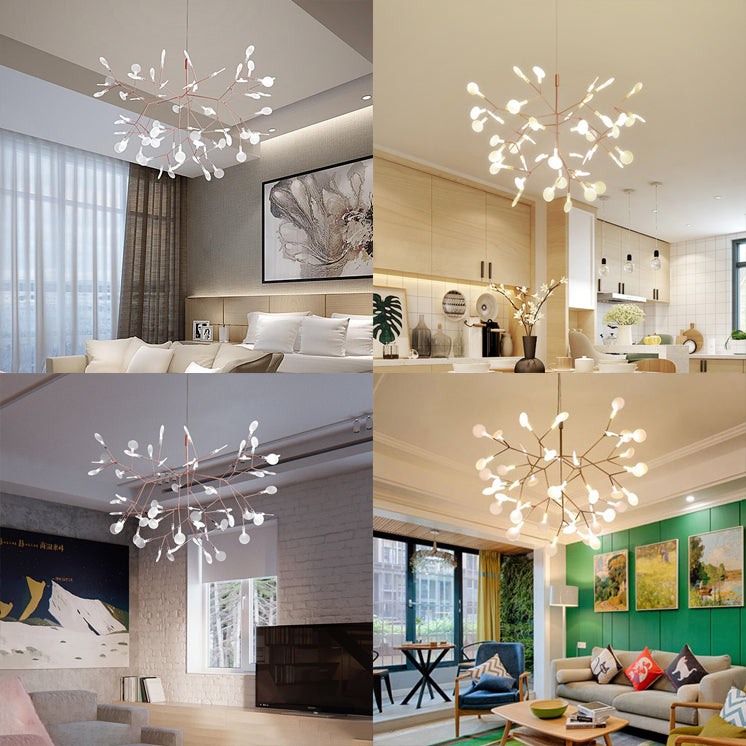 Apparecchiatura a soffitto ramificata nera/rosa in stile contemporaneo 30/45 luci lampadario del lampadario acrilico