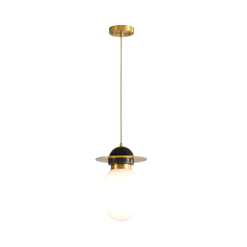 Pilule Capsule Pendant Light Aymat Post-modern White White Verre Single Single Suspension Lampe en laiton